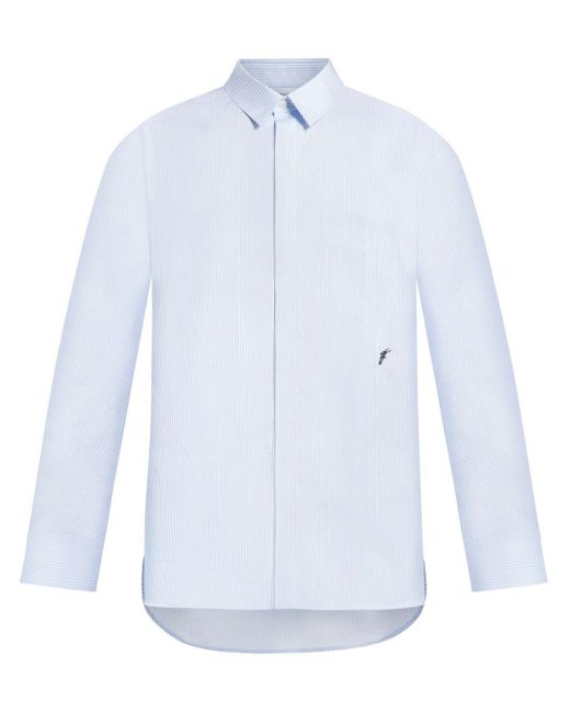 Ferragamo White Striped Cotton Shirt for men