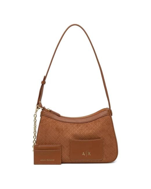ARMANI EXCHANGE Brown Monogram-Pattern Shoulder Bag