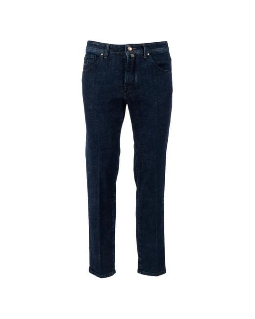 Jacob Cohen Blue Five-Pocket Cropped Jeans for men