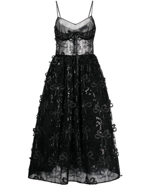 Simone Rocha Black Bow-embellished Tulle Midi Dress