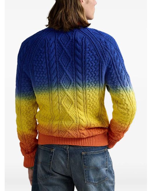 Polo Ralph Lauren Blue Long-Sleeved Gradient Knit Pullover With Logo for men