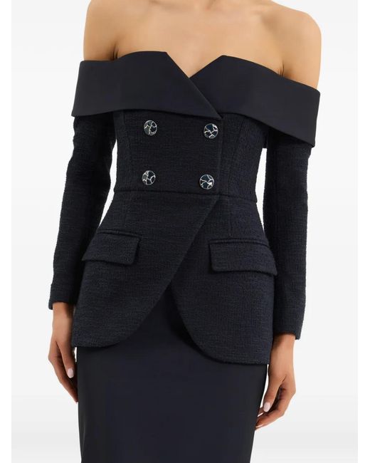 Rebecca Vallance Black Off-Shoulder Midi Dress