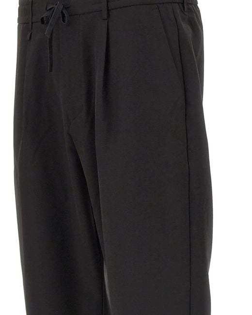 Boss Black Drawstring Pleated Trousers for men