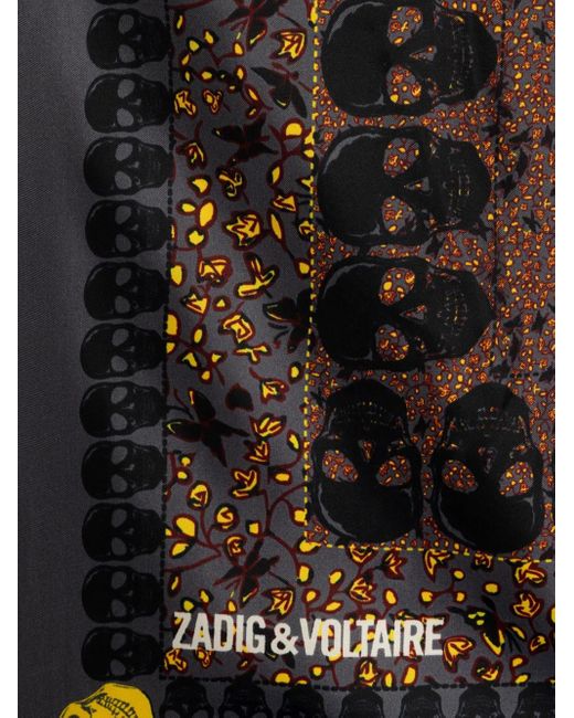 Zadig & Voltaire Black Skull-Print Scarf