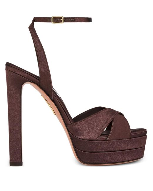 Aquazzura Brown 130Mm Divine Plateau Sandals