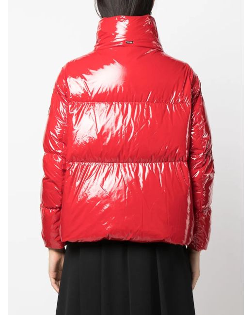 Herno Red Funnel-Neck Puffer Jacket
