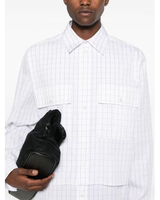 Bottega Veneta White Check-pattern Layered Shirt for men
