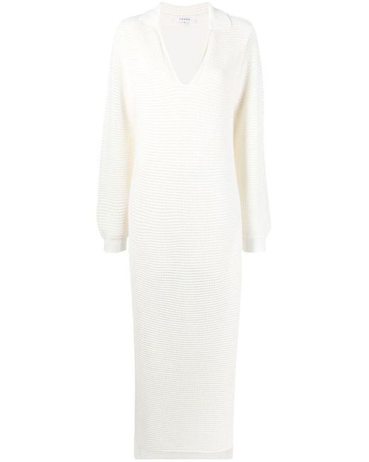 FRAME Crochet Maxi Kaftan Dress in White | Lyst
