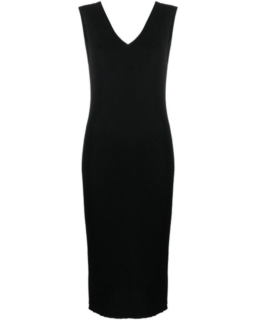 Moncler Knitted Midi Dress in Black | Lyst UK