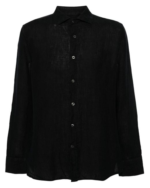 Chemise en lin à manches longues 120% Lino pour homme en coloris Black