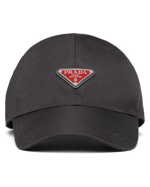 Prada Black Triangle-shaped Logo Baseball Cap for men