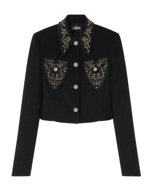 Versace Black Cropped Jacket With Tailored Fit
