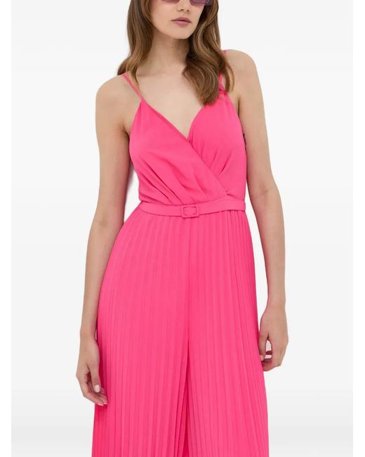 Morgan Pink Belted Pleated Jumpsuit