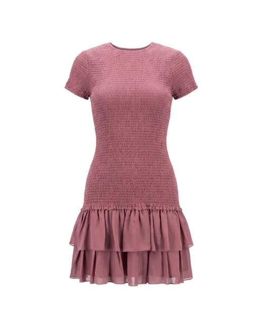 MICHAEL Michael Kors Pink Ruffled Smocked Mini Dress