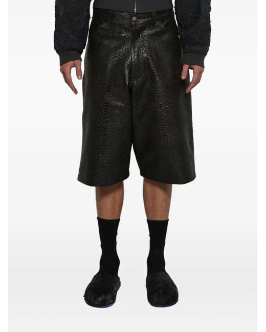 Earthling VIP Black Snakeskin-Effect Shorts for men