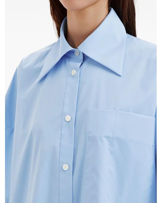 Enfold Blue Short-Sleeved Box-Pleat Shirt