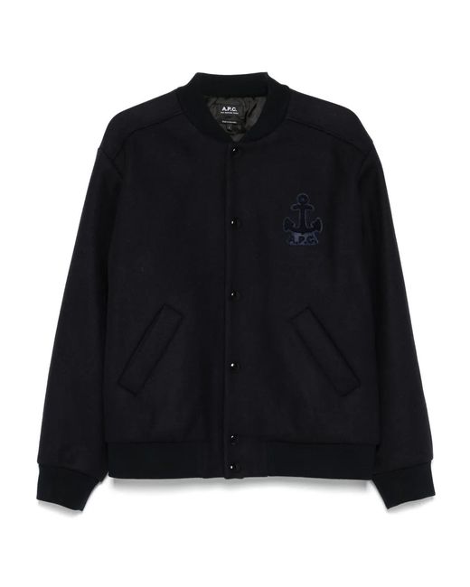 A.P.C. Black Logo-Embroidered Jacket for men