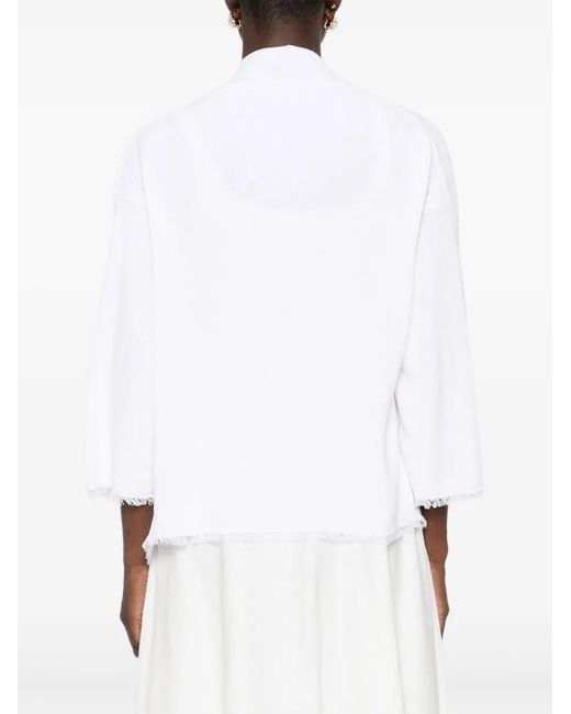 Kangra フレイドエッジ カーディガン White