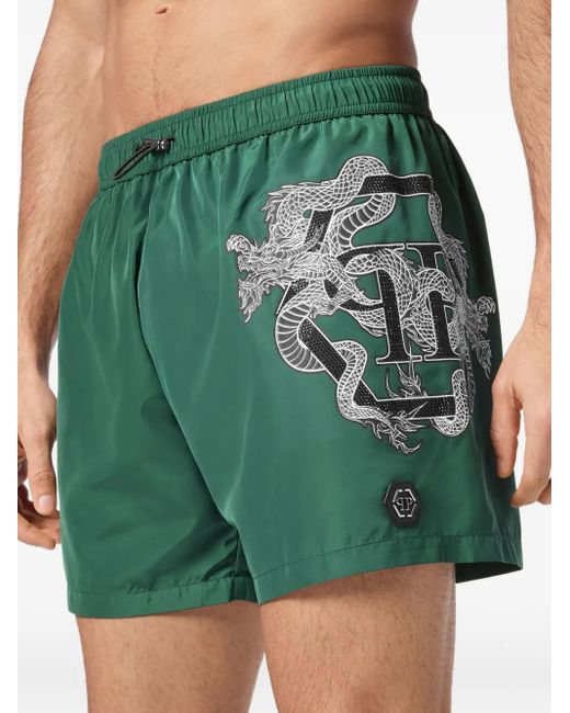 Philipp Plein Zwembroek Met Print in het Green voor heren