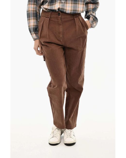 Woolrich Brown Double-Pleat Cargo-Pockets Jeans