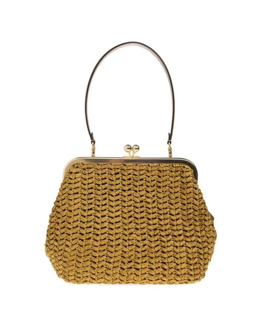 COACH Metallic 27 Kisslock Frame Interwoven Tote Bag