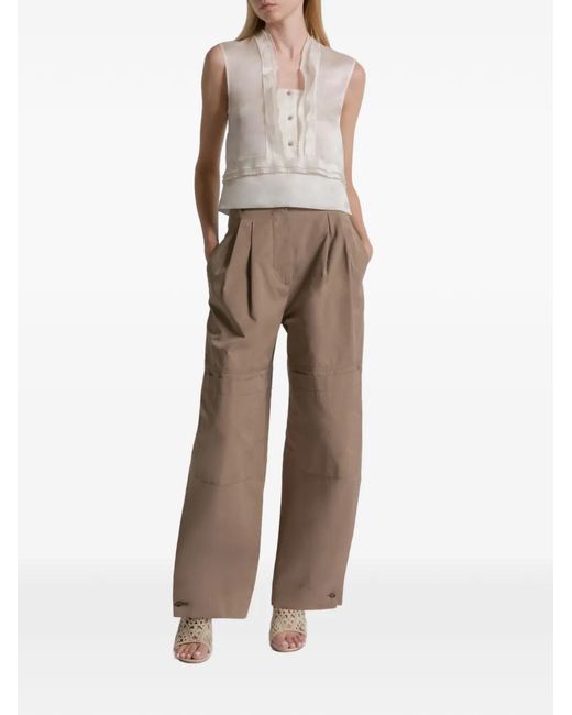 Alberta Ferretti White Ruffled Buttoned Blouses