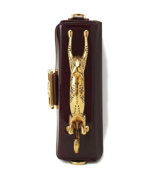 Lanvin Purple Pencil Leopard-Embellished Patent-Leather Mini Bag