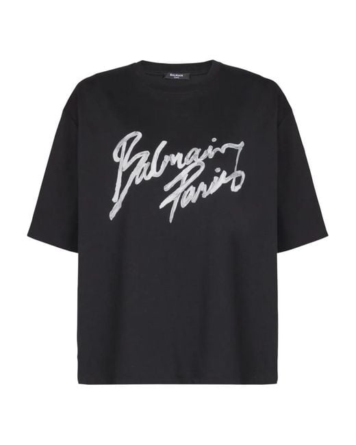 Balmain Black Short Sleeves Paris Bulky" T-Shirt