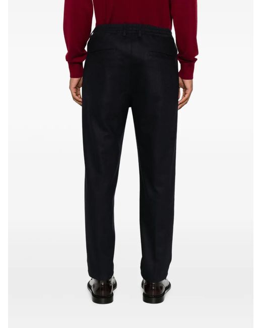 Eleventy Black Pleated Elasticated-Waist Trousers for men