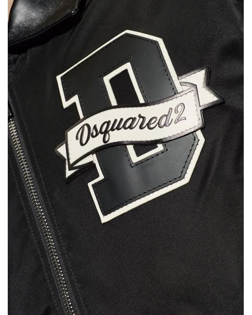 DSquared² Black Logo-Patch Panelled Bomber Jacket for men