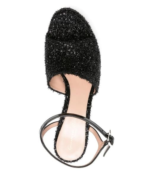 Gianvito Rossi Black 110Mm Glitter Heeled Sandals