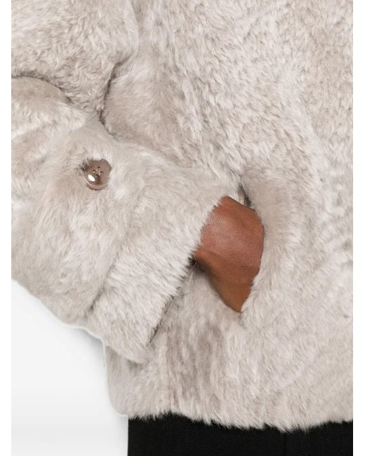Manzoni 24 White Shearling Button-Up Coat