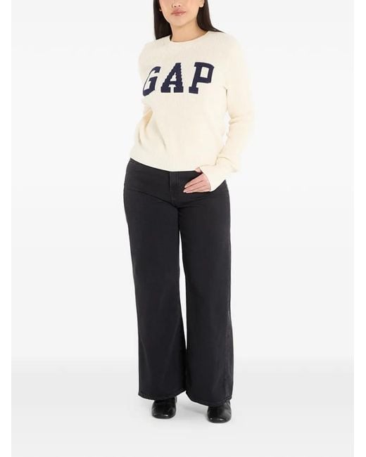 Gap White Logo-Detail Sweater