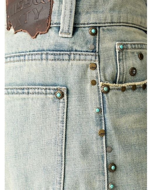 Miss Sixty Green Stud-Embellished Wide-Leg Jeans