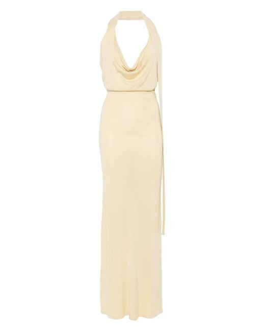 AYA MUSE White Fein Gestricktes Maxikleid