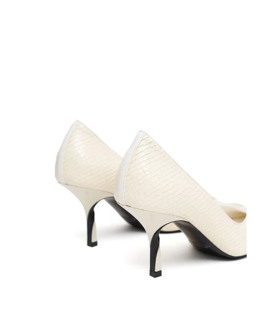 Jacquemus White Tourni Python-Effect Pumps