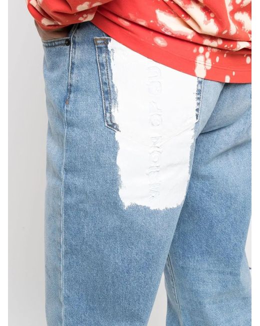 Vision Of Super Blue Patch-Detail Slim-Cut Jeans for men