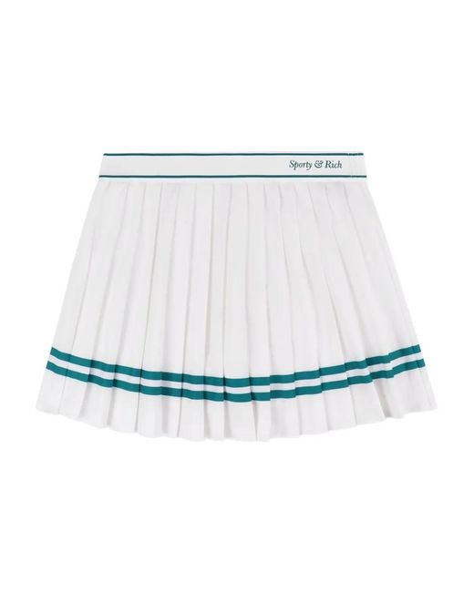 Sporty & Rich White Pleated Stripe Mini Skirt