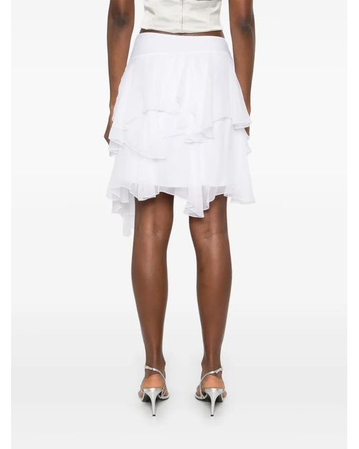 Alberta Ferretti White Chiffon Mini Skirt