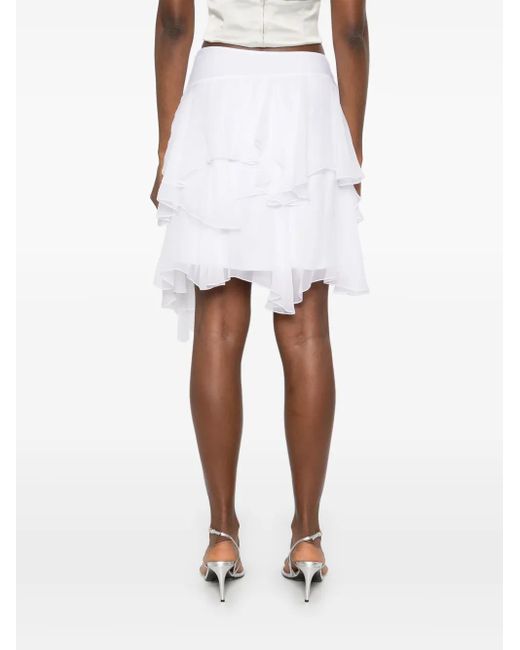 Alberta Ferretti White Chiffon Mini Skirt