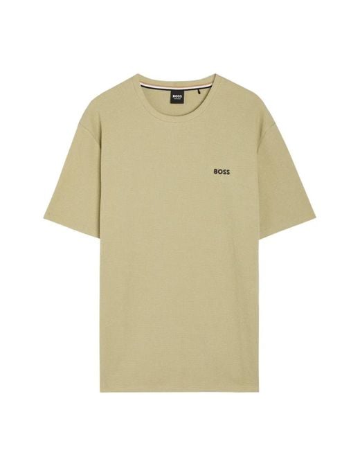 Boss White Waffle-Knit Logo-Print Pajama T-Shirt for men