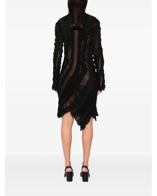 Anni Salonen Black Ruffled Shirt Midi Dress