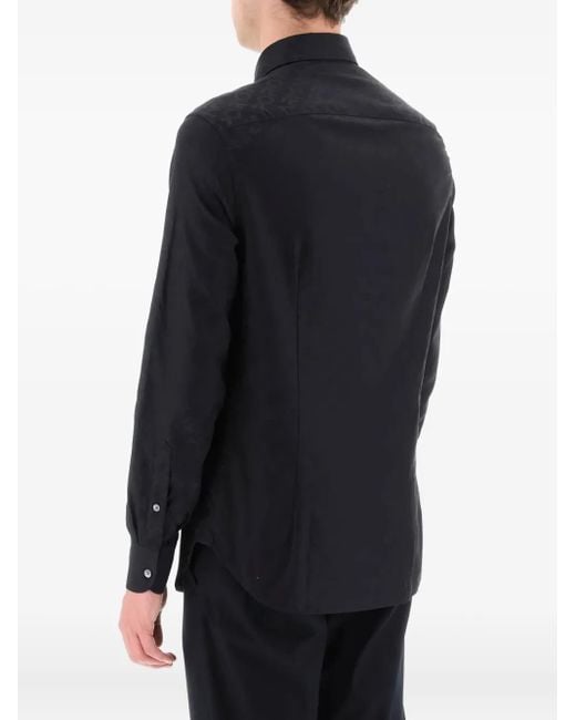 メンズ Emporio Armani Embossed-pattern Shirt Blue