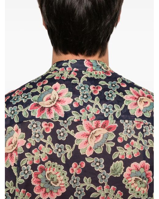 Vivienne Westwood Gray Dark Floral Print Mock Neck Shirt for men
