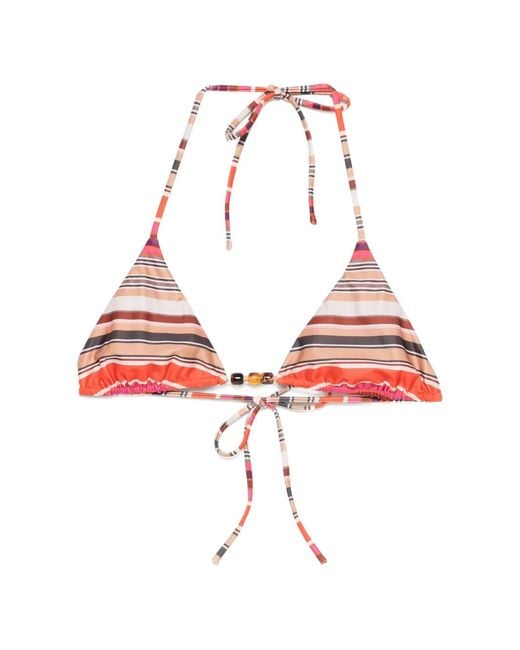 Faithfull The Brand Red Leone Striped-Pattern Bikini Top