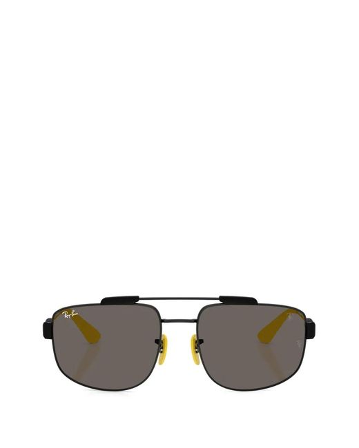 Ray-Ban Gray X Scuderia Ferrari Rectangle-Frame Sunglasses