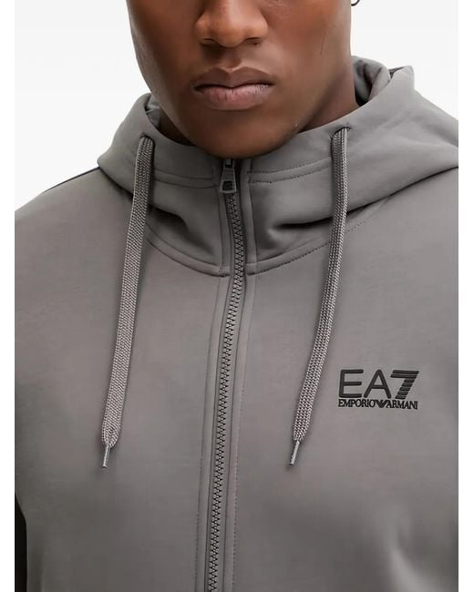 EA7 Gray Zip-Up Hoodie for men