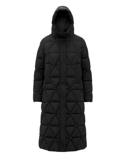 K-Way Black Ruenne Quilted Hooded Coat