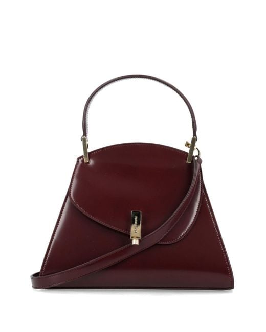 Ferragamo Red Geometric Leather Handbag