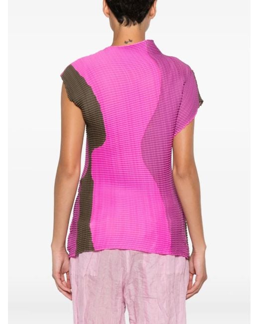 Issey Miyake Pink Pleated Panel Top
